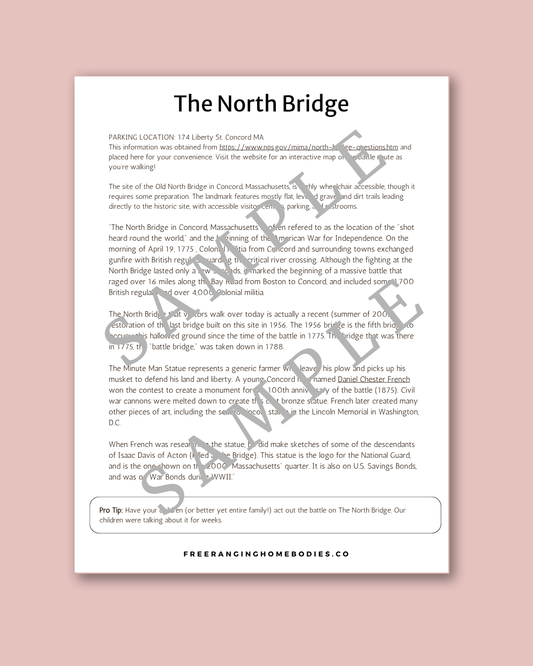 Concord, MA Self-Guided Tour Notes — Free Printable