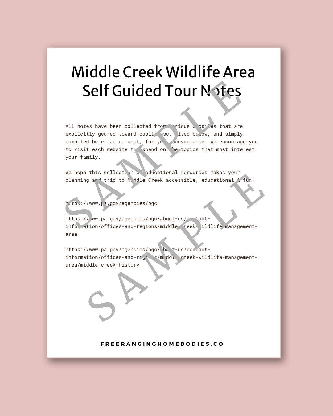 Middle Creek Wildlife Area Self-Guided Tour Notes — Free Printable