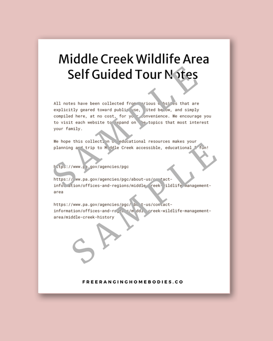 Middle Creek Wildlife Area Self-Guided Tour Notes — Free Printable