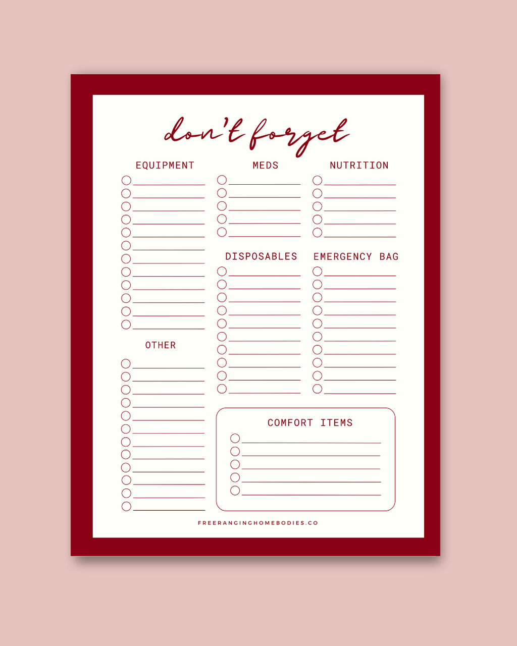 Extra Needs Packing List Notepad