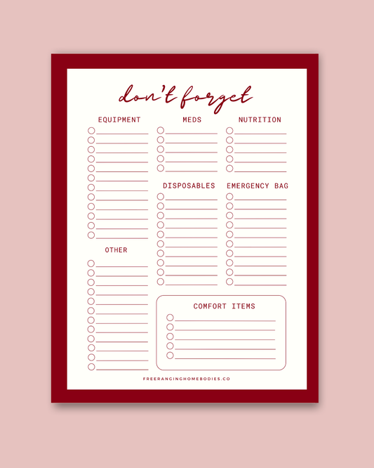 Extra Needs Packing List Notepad