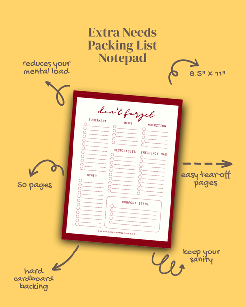 Extra Needs Packing List Notepad