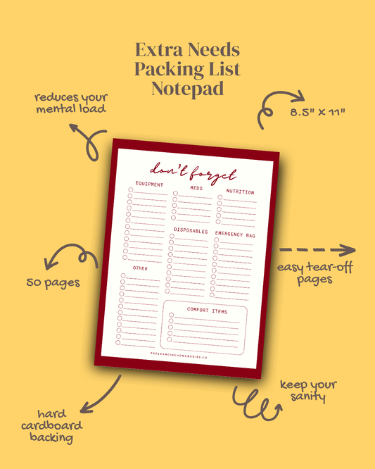 Extra Needs Packing List Notepad